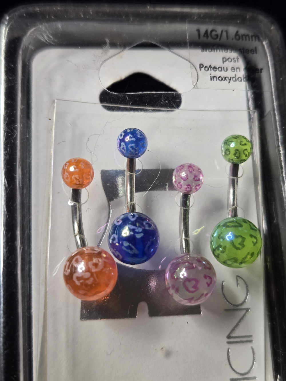 14G Curved Barbells Body Jewelry-4 Pack-New & Sealed